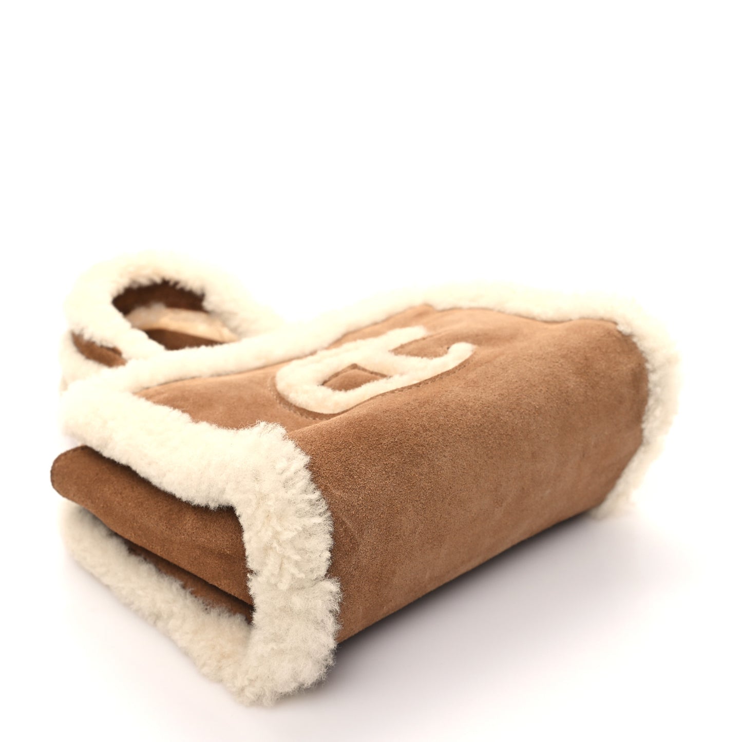 X UGG Suede shearling Small Shopping Bag Chestnut