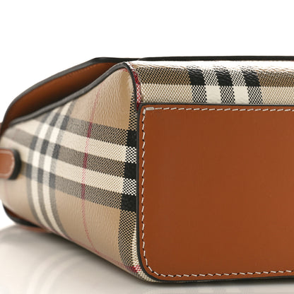 Burberry Coated Canvas Calfskin Vintage Check Medium Note Crossbody Bag Briar Brown 7 of 8