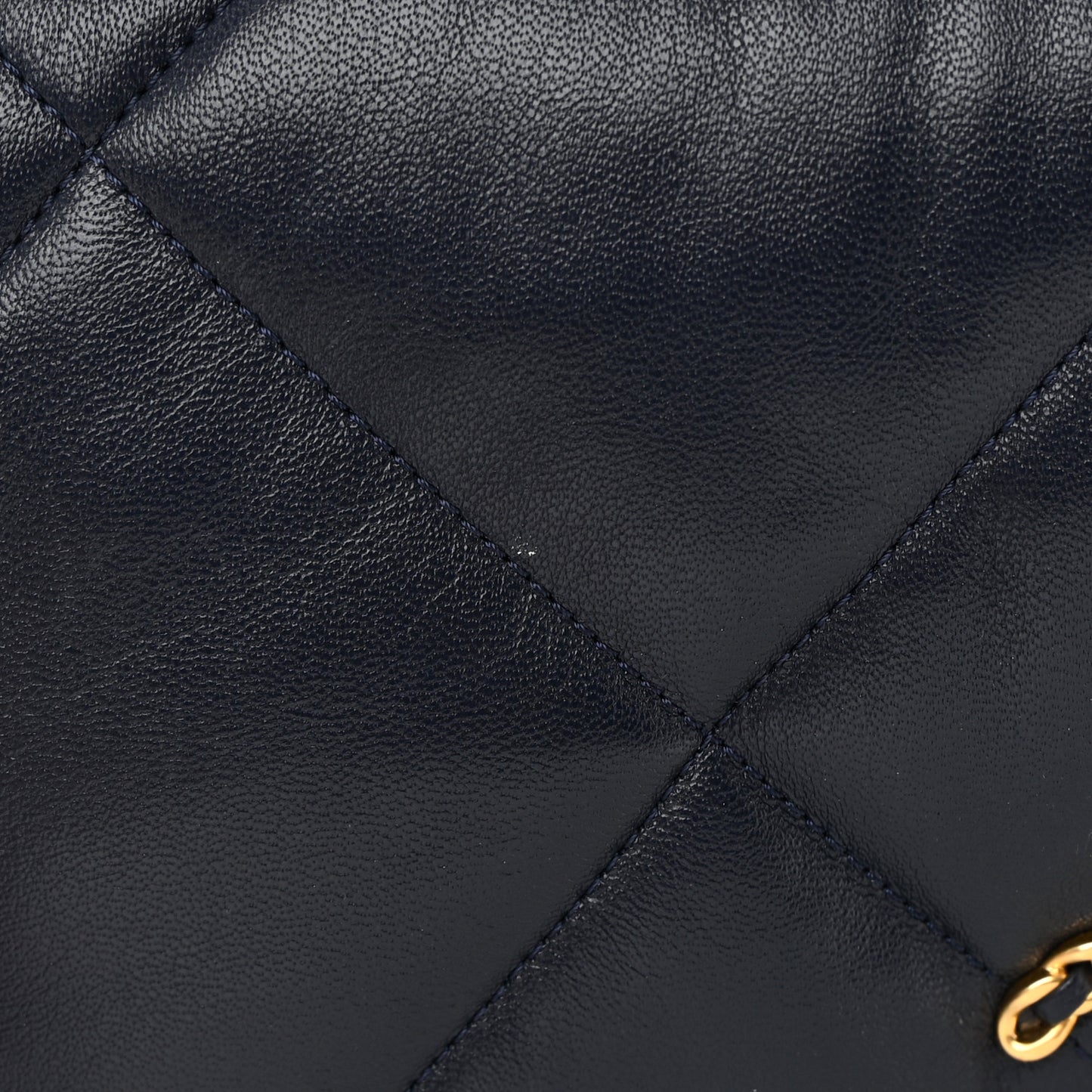 Goatskin Quilted Large Chanel 19 Flap Navy Blue