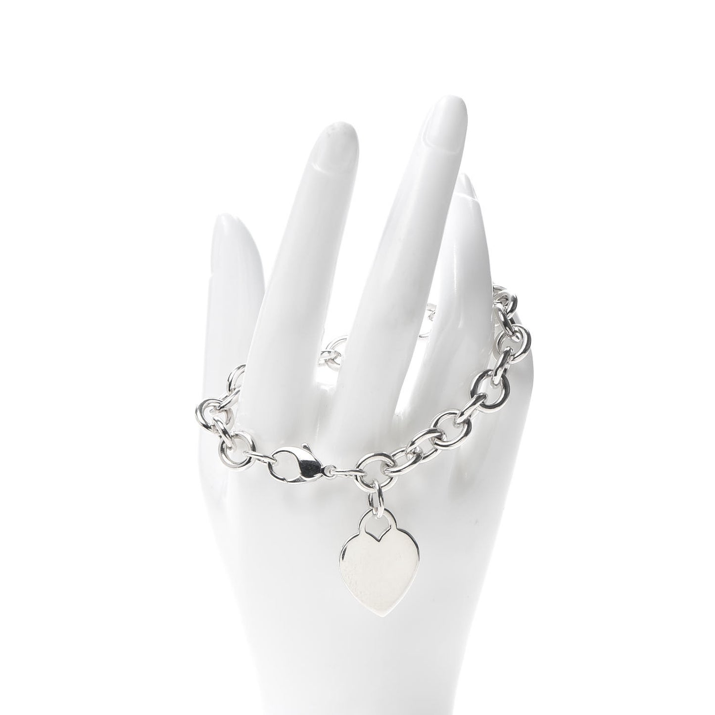 Sterling Silver Heart Tag Charm Bracelet