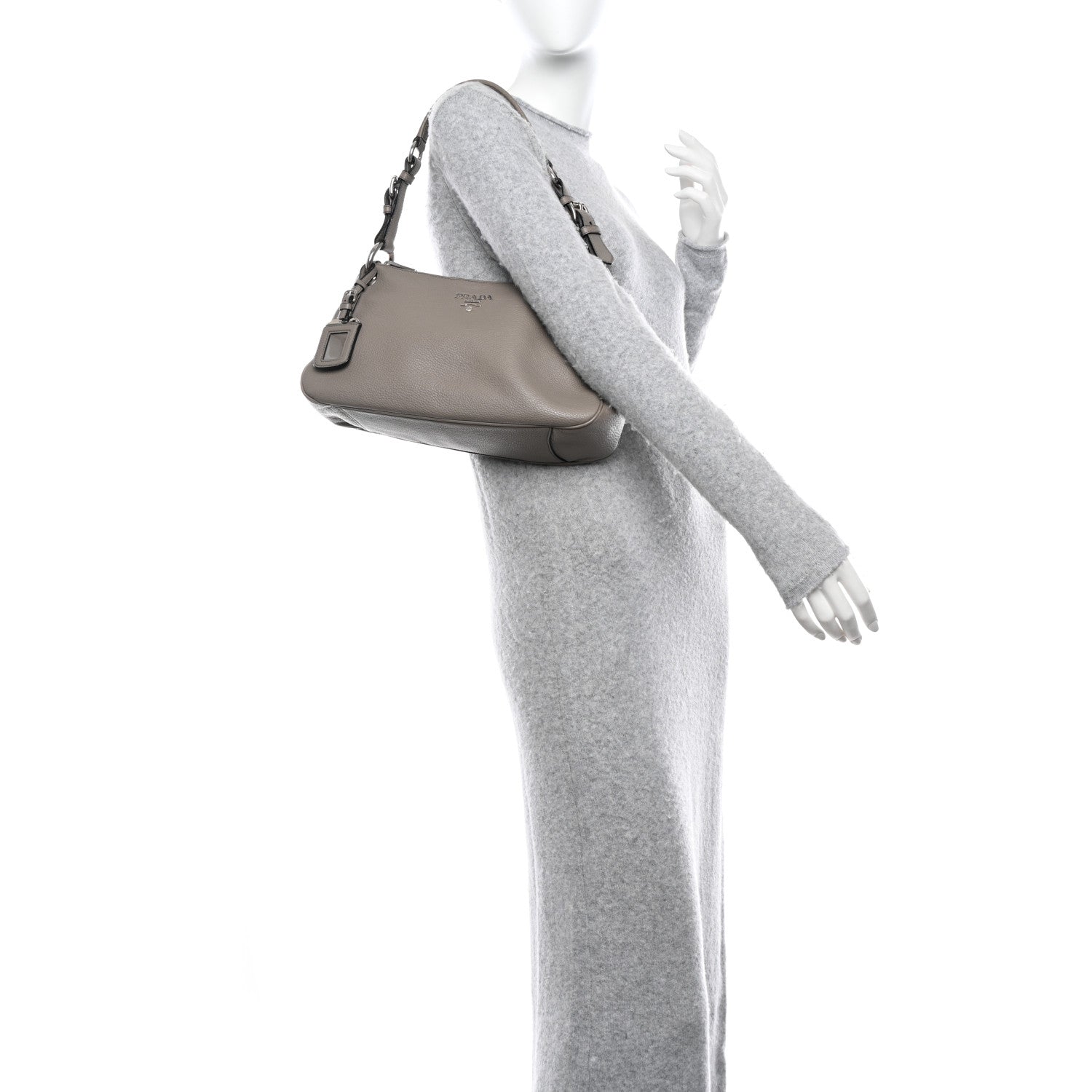 Prada Vitello Phenix Shoulder Bag Argilla 2 of 13