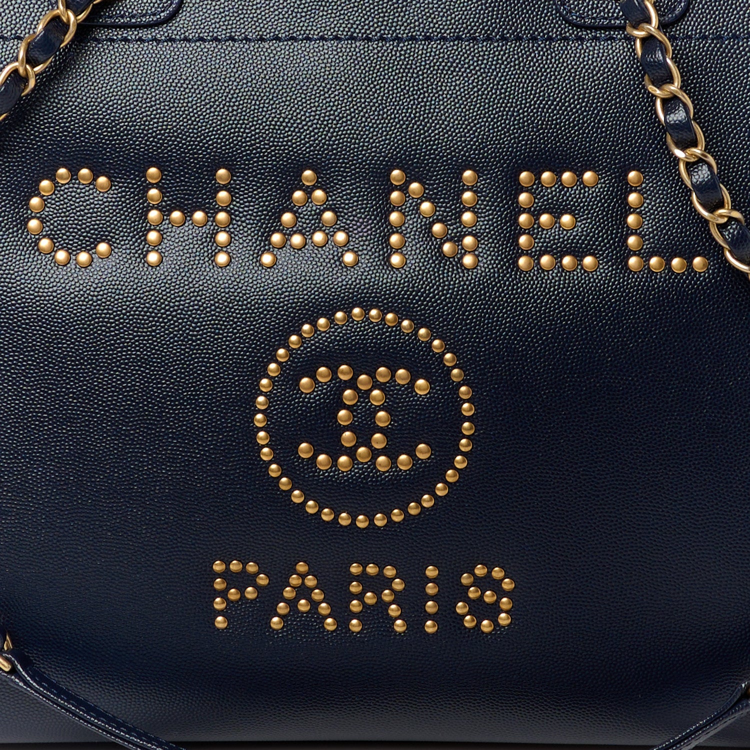 Chanel Caviar Small Studded Deauville Tote Navy 8 of 10