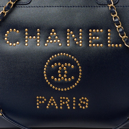 Chanel Caviar Small Studded Deauville Tote Navy 8 of 10