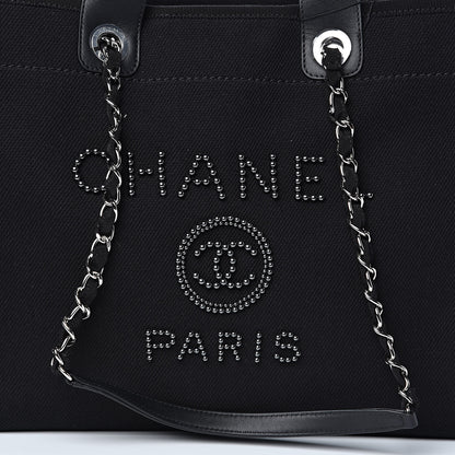 Chanel Canvas Beaded Medium Deauville Tote Black 10 of 10
