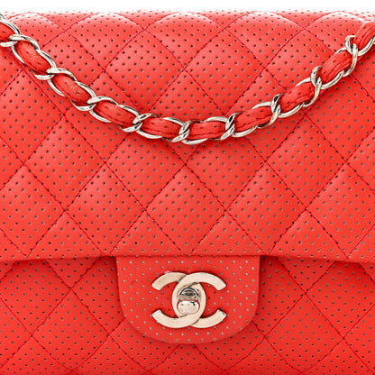 Chanel Lambskin Perforated Medium Double Flap Red 8 of 11