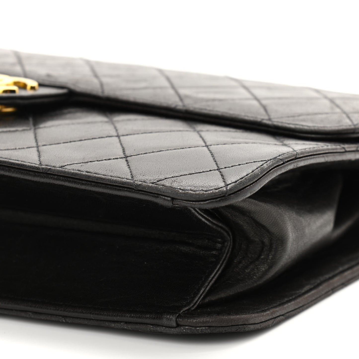 Lambskin Quilted Clutch With Chain Flap Black