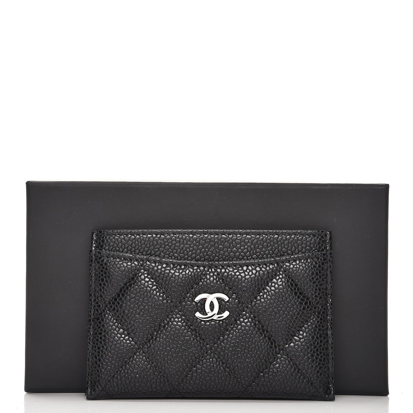 Caviar Quilted Card Holder Black