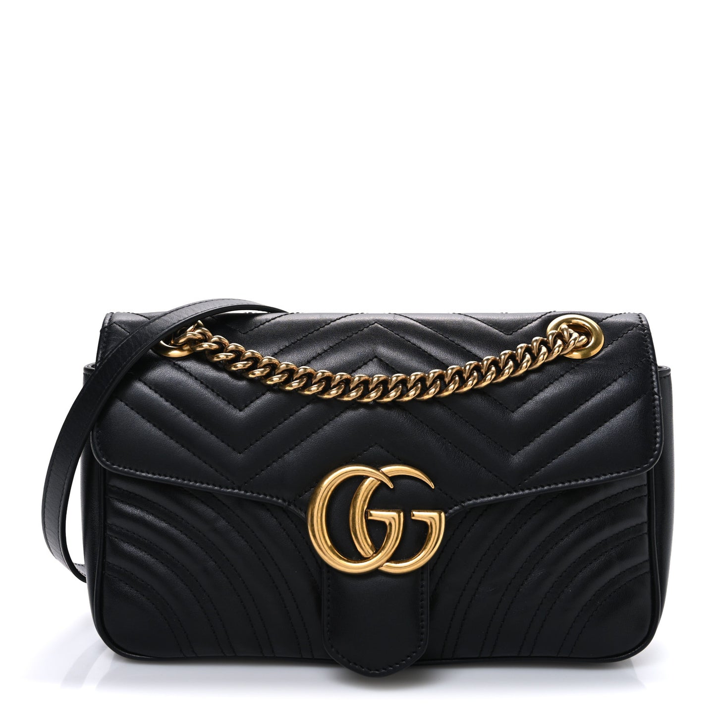 Calfskin Matelasse Small GG Marmont Shoulder Bag Black