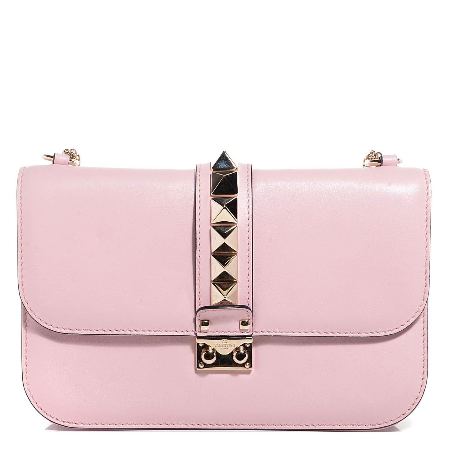 Vitello Medium Glam Lock Rockstud Flap Water Rose