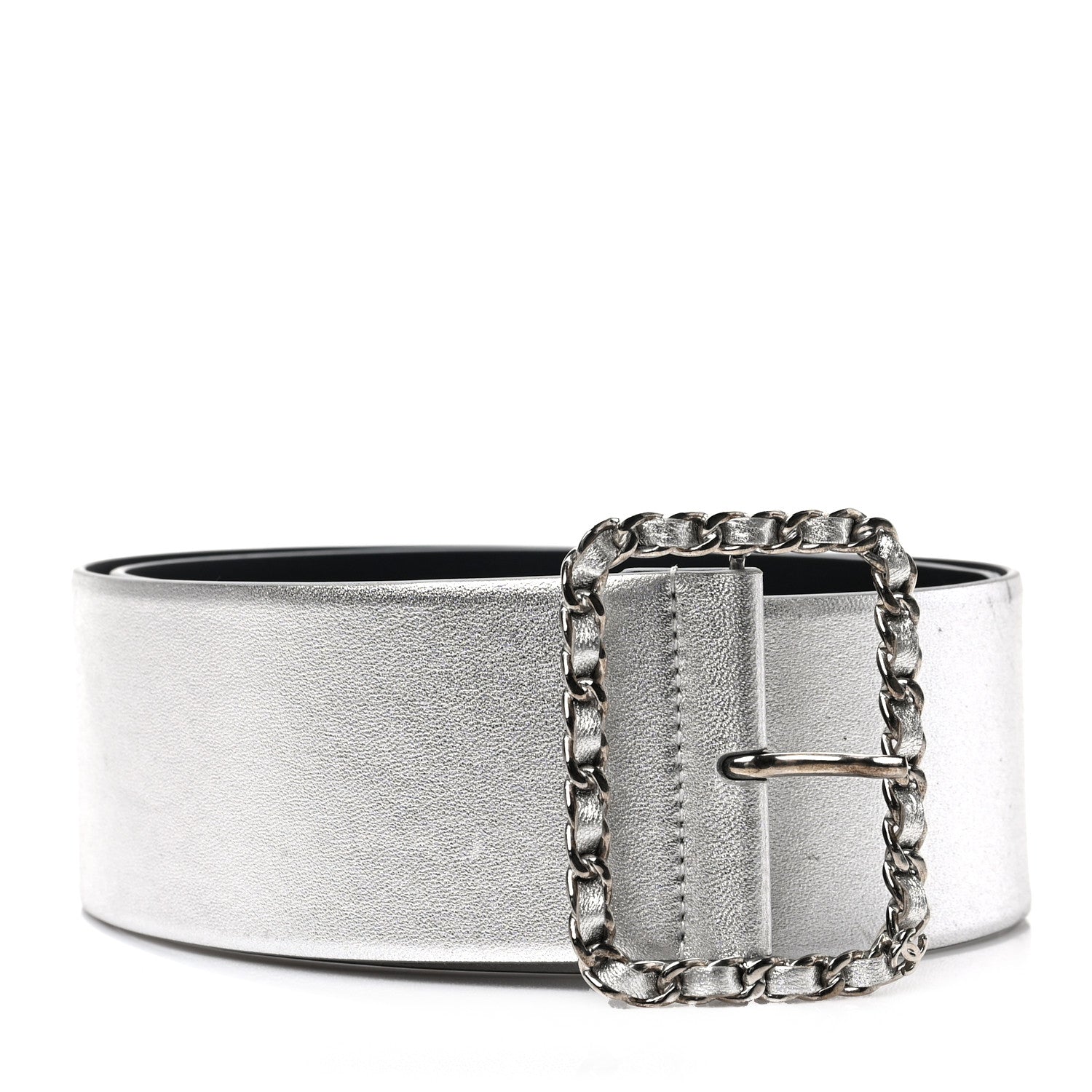 Chanel Lambskin Chain Square Buckle Belt 75 30 Silver 1 of 4