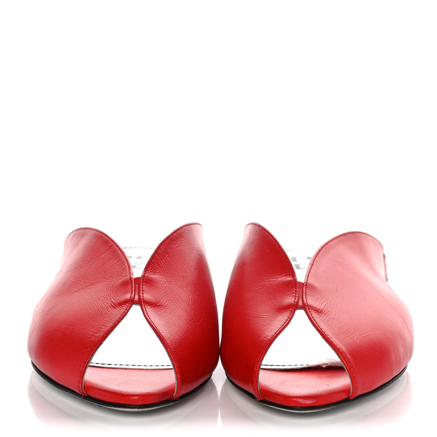 Calfskin Winged Mules 36 Red