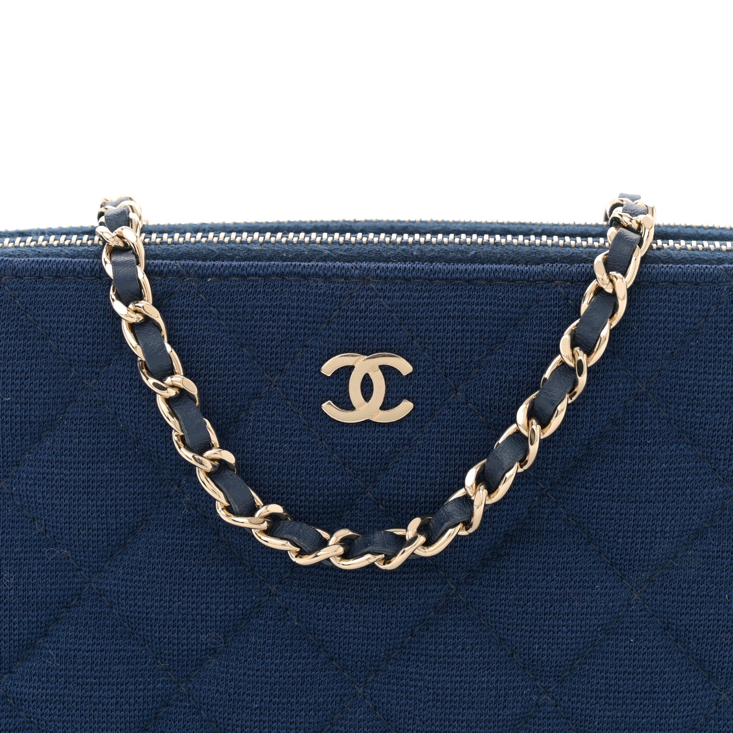 Chanel Jersey Quilted Small Clutch With Chain Navy 8 of 11