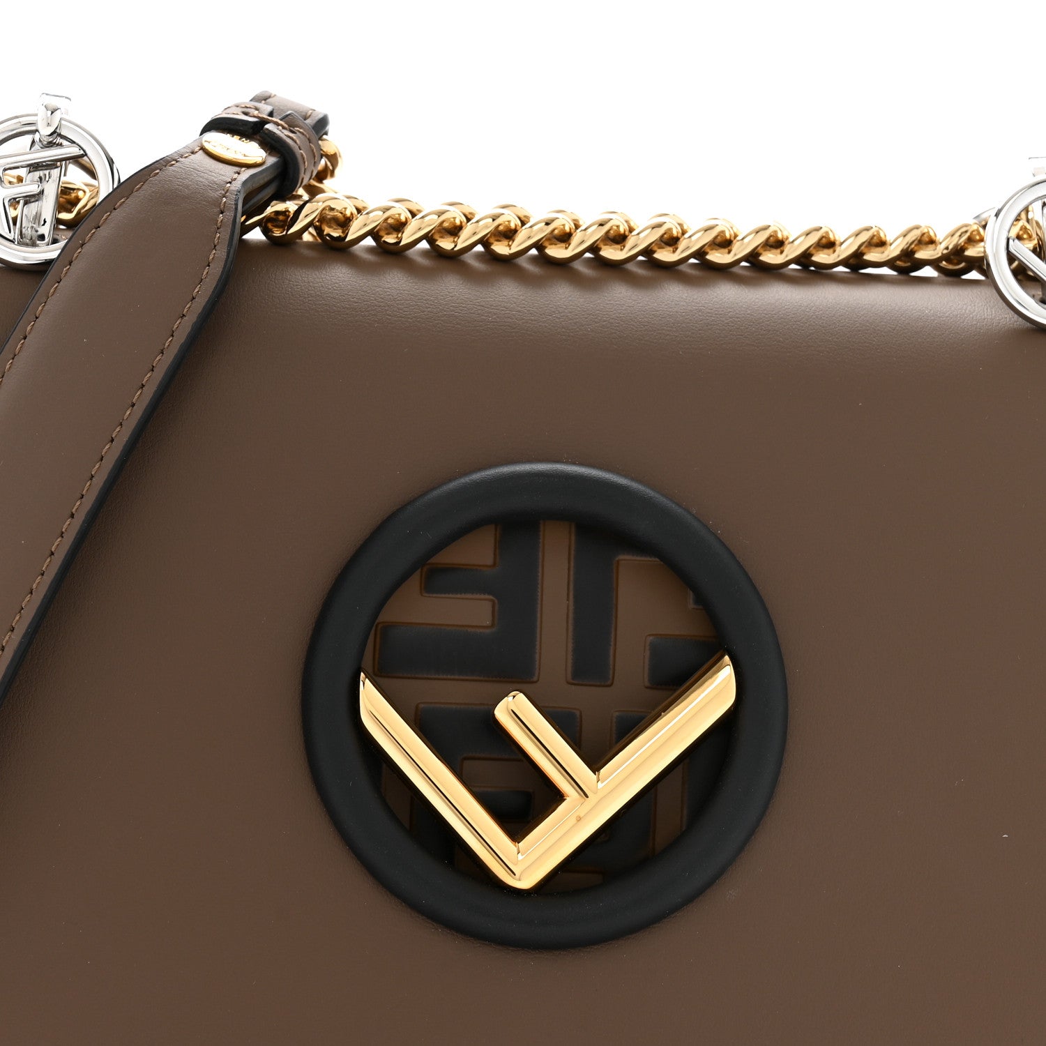 Fendi Vitello Century F is Fendi Bi-Color FF 1974 Embossed Small Kan I Shoulder Bag Maya Black 8 of 12