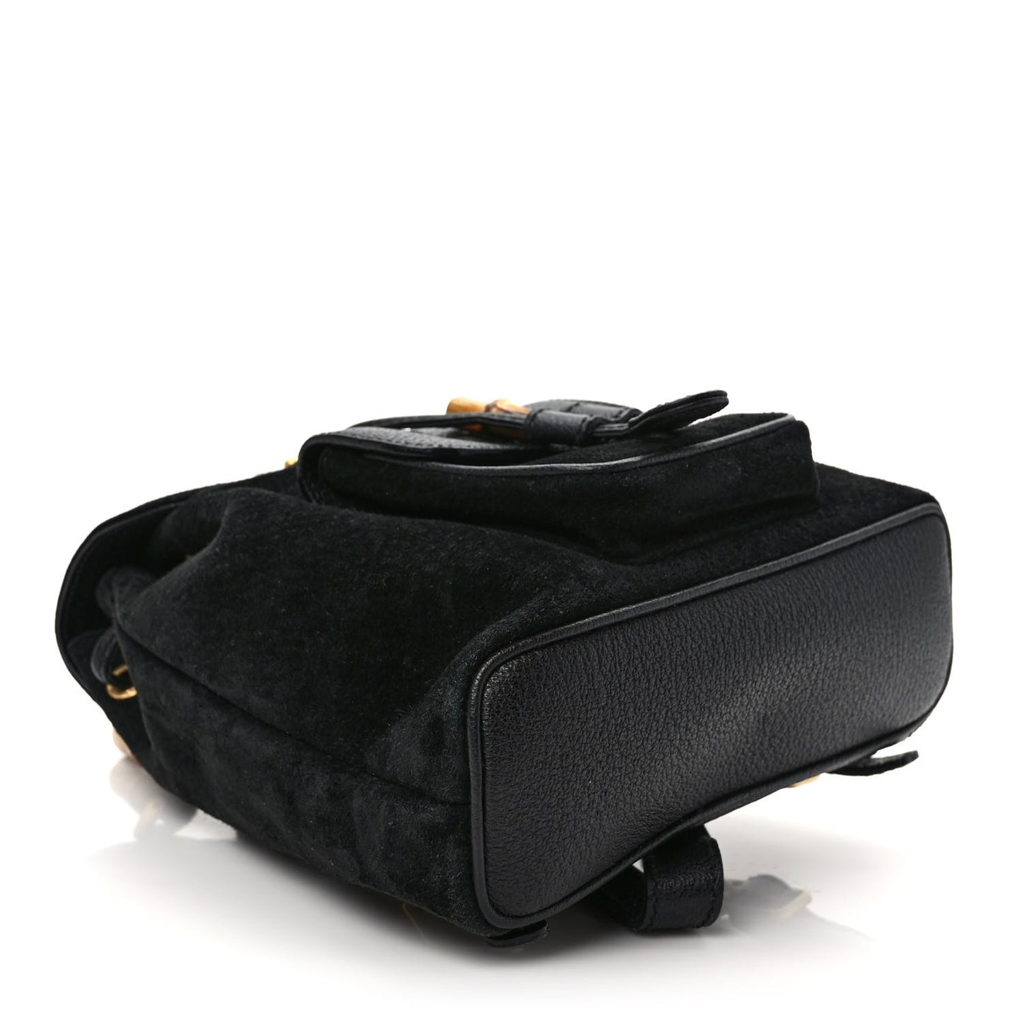 Calfskin Suede Bamboo Mini Backpack Black