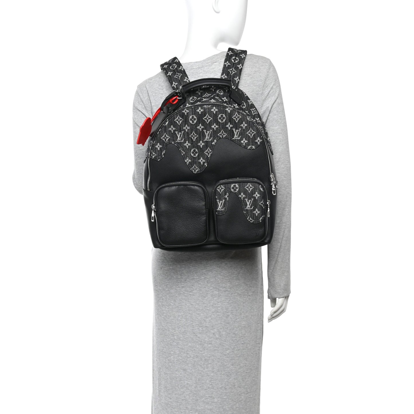 X NIGO Taurillon Monogram Denim Drip Campus Backpack Black
