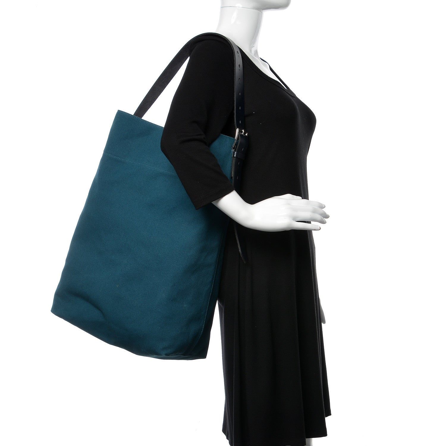 Hermes Canvas Calfskin Etriviere Shopping Tote Colvert Bleu Indigo 2 of 8