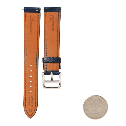 Hermes Matte Alligator 25mm Heure H Hour Watch Strap Bleu Marine 3 of 14