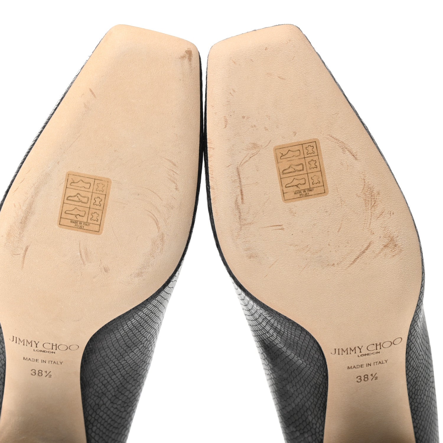Jimmy Choo Calfskin Snakeskin Embossed Dianne Pump 38.5 Black 8 of 9
