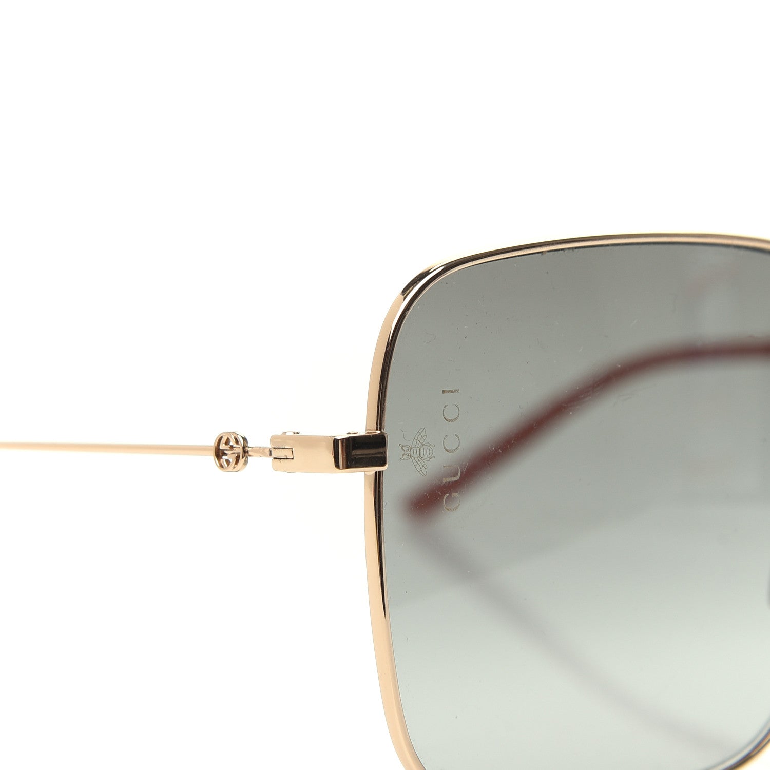 Gucci Metal Square Frame Sunglasses GG0443S Gold Grey 6 of 7