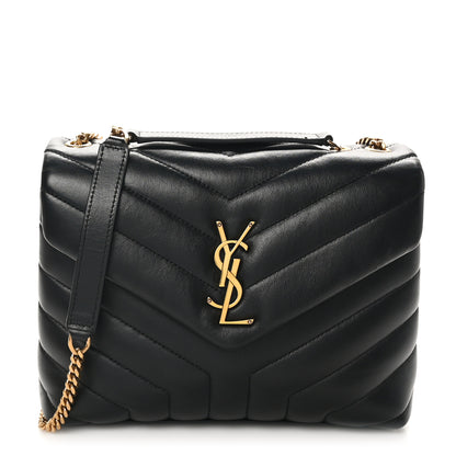 Saint Laurent Calfskin Y Quilted Monogram Small Loulou Chain Satchel Black 1 of 10