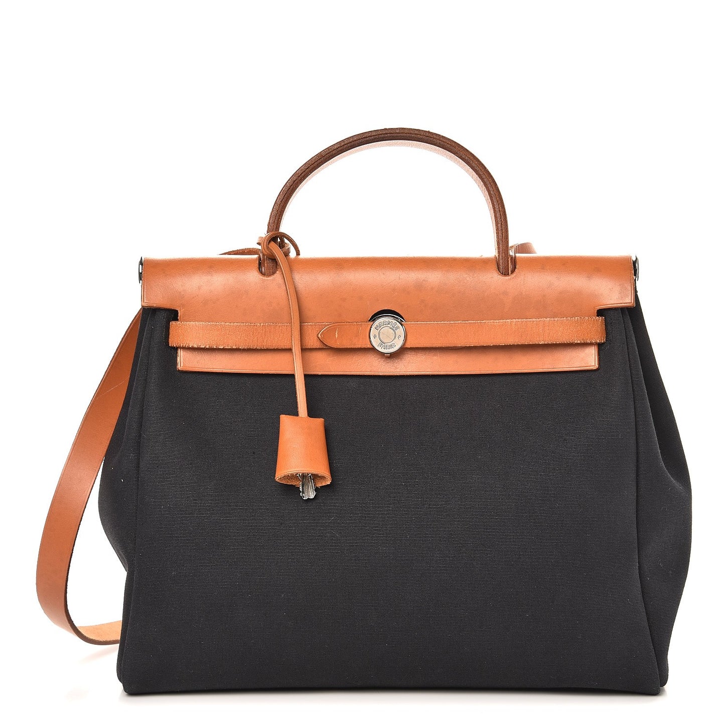 Toile Vache Calfskin Herbag 30 PM Bag Black