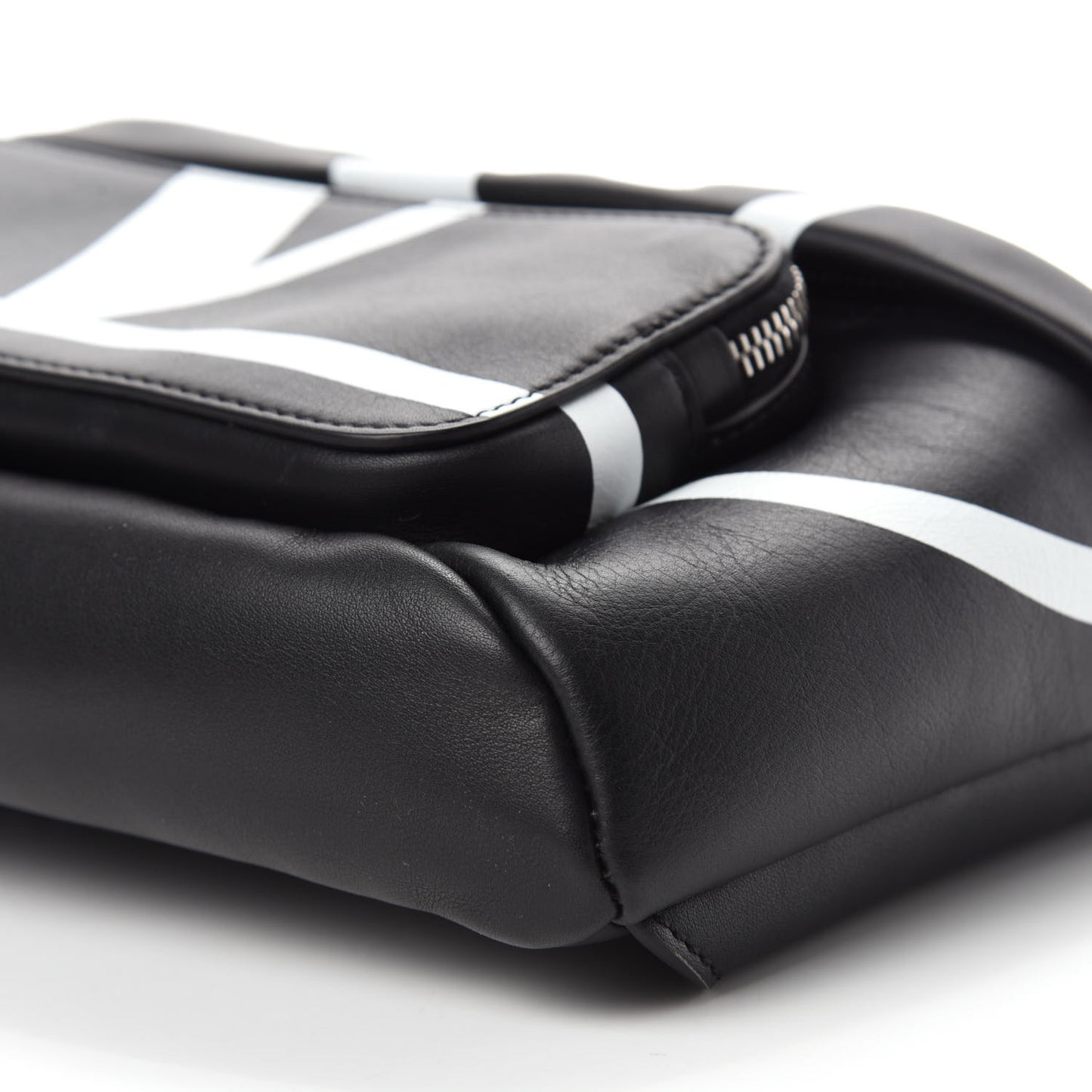 Calfskin Go Logo Belt Bag Black White