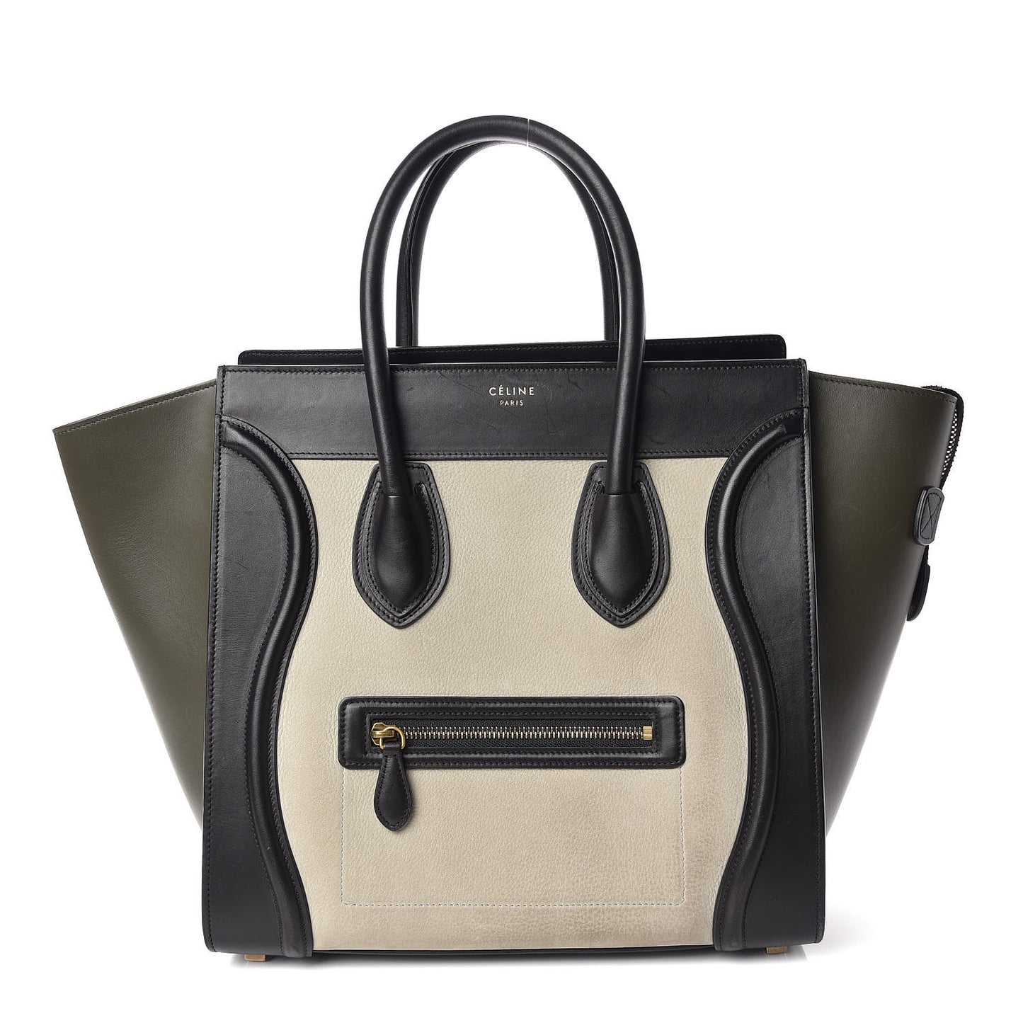 Nubuck Smooth Calfskin Mini Tri-Color Luggage Olive