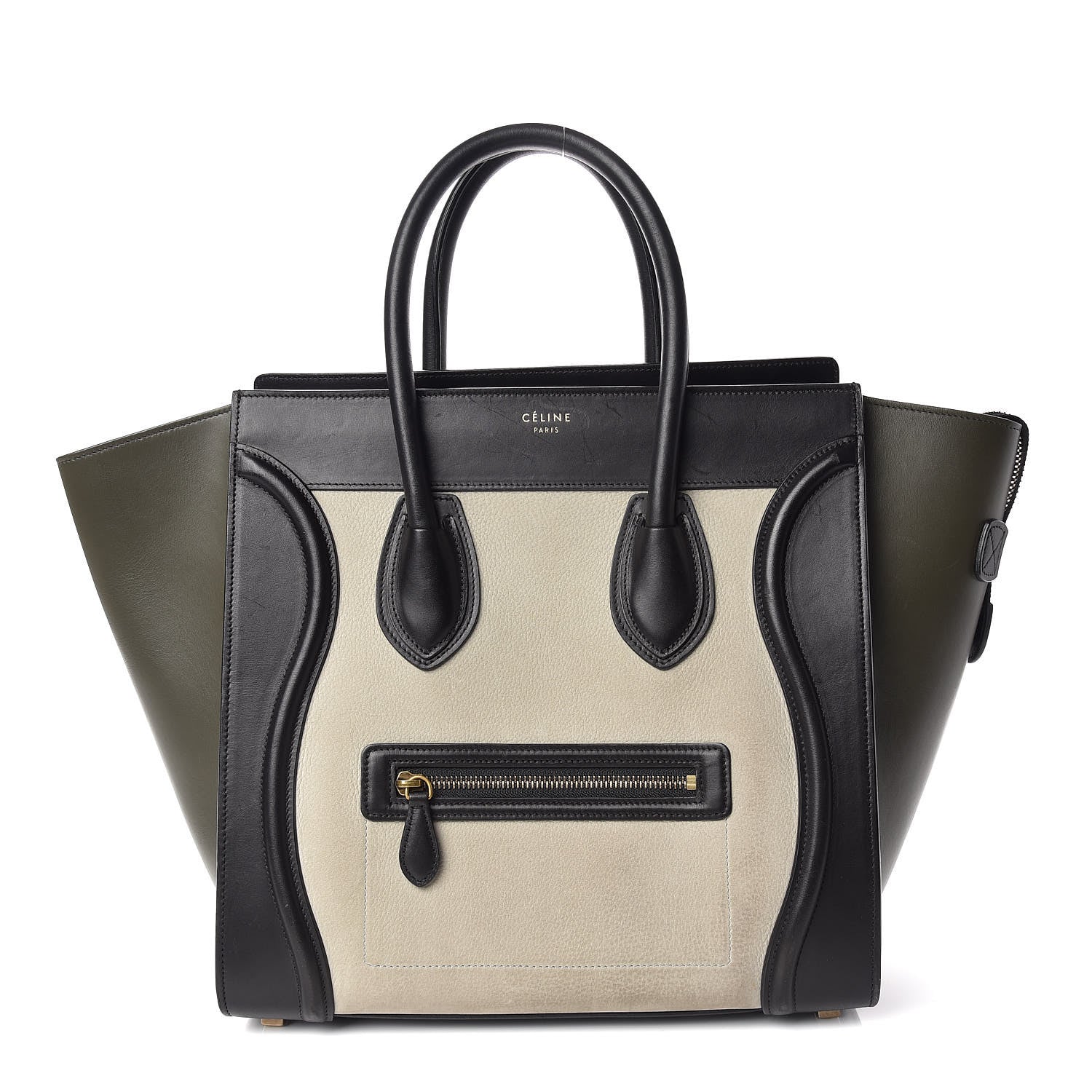 Celine Nubuck Smooth Calfskin Mini Tri-Color Luggage Olive 1 of 18