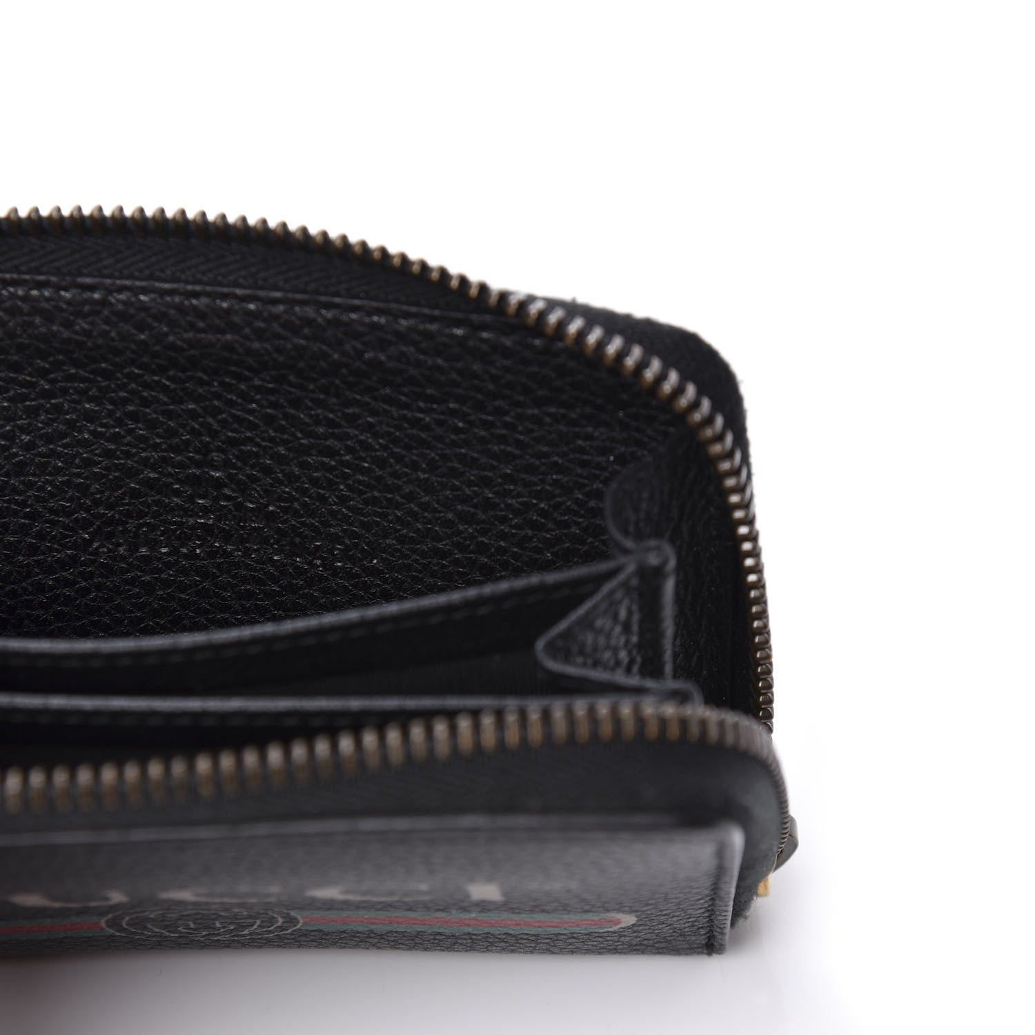 Gucci Calfskin Logo Zip Around Card Case Black 7 of 8