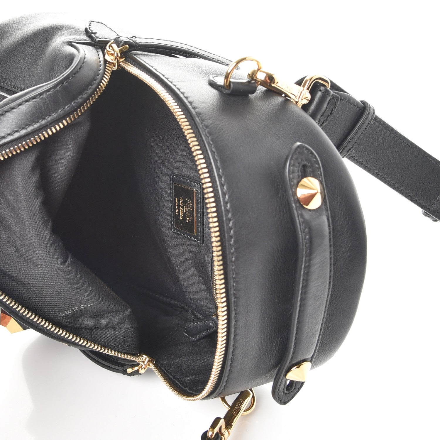 Fendi Vitello Dolce Studded Mini Backpack Black 6 of 8