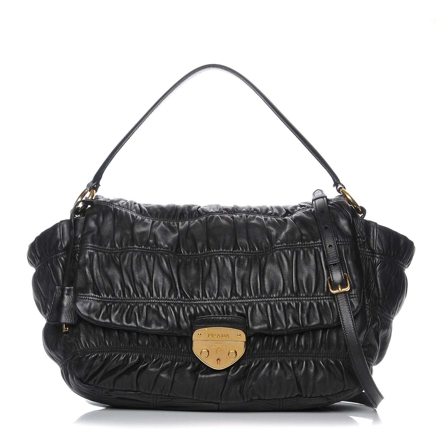 Nappa Dressy Gaufre Flap Bag Nero Black