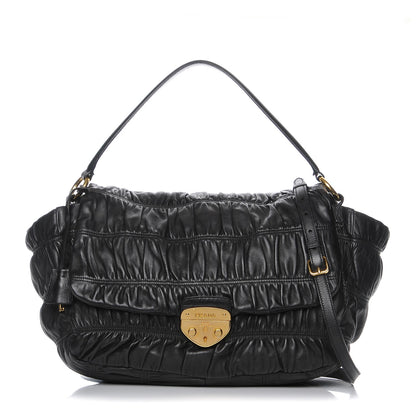 Prada Nappa Dressy Gaufre Flap Bag Nero Black 1 of 12