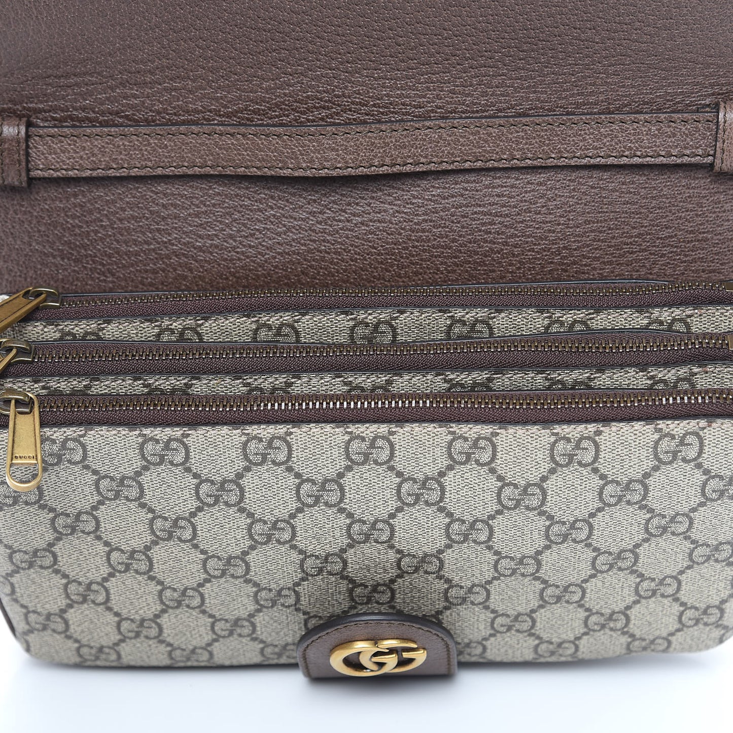 GG Supreme Monogram Web Ophidia Flap Messenger Bag Beige New Acero