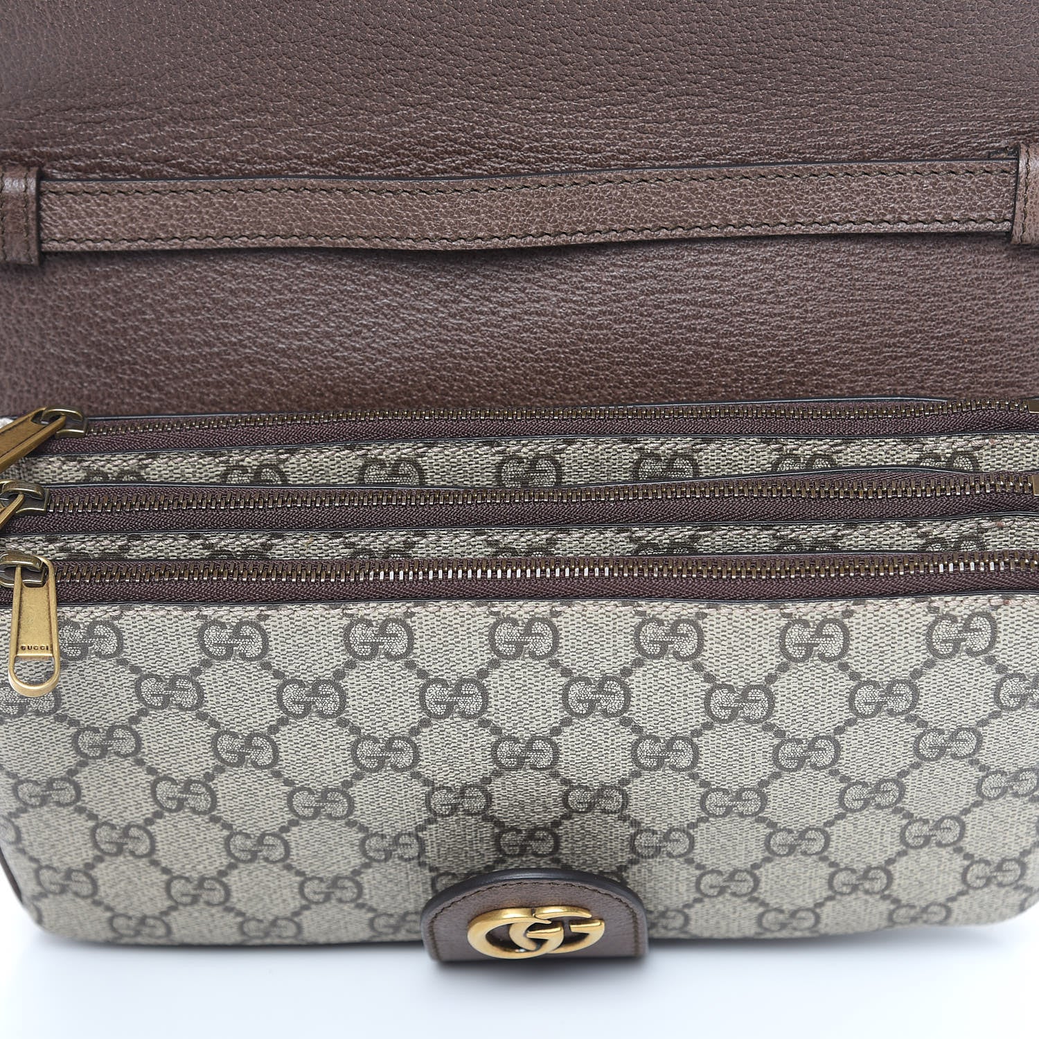 Gucci GG Supreme Monogram Web Ophidia Flap Messenger Bag Beige New Acero 6 of 9