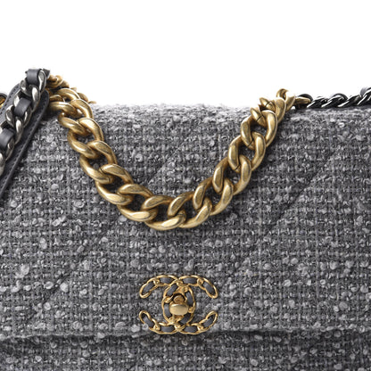 Chanel Tweed Quilted Large 19 Flap Grey 10 of 11