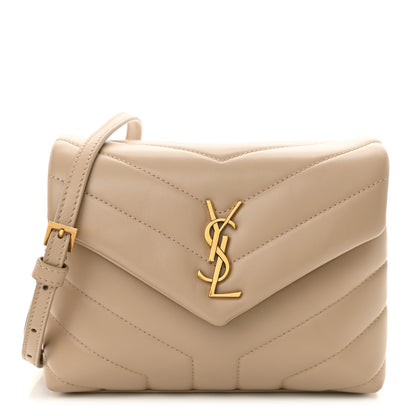 Saint Laurent Calfskin Y Quilted Monogram Toy Loulou Crossbody Bag Dark Beige 1 of 12