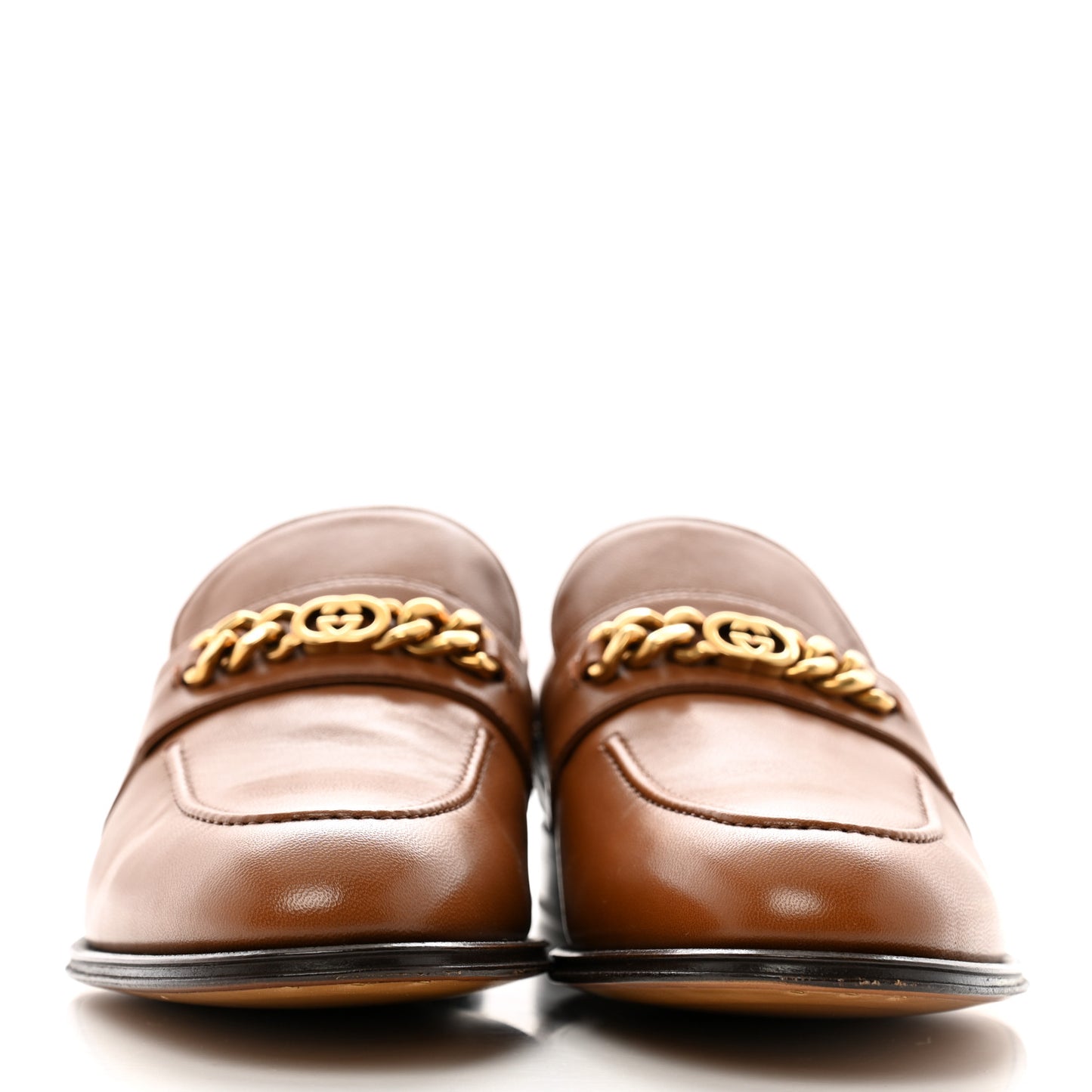Supple Lambskin Mens Chain Interlocking G Loafers 9 Cuir