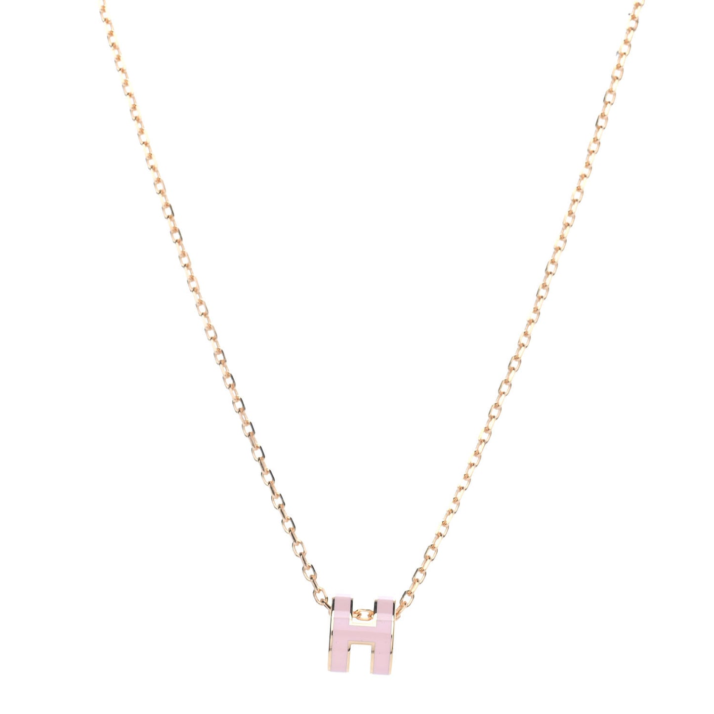 Lacquered Rose Gold Mini Pop H Pendant Necklace Rose Dragee
