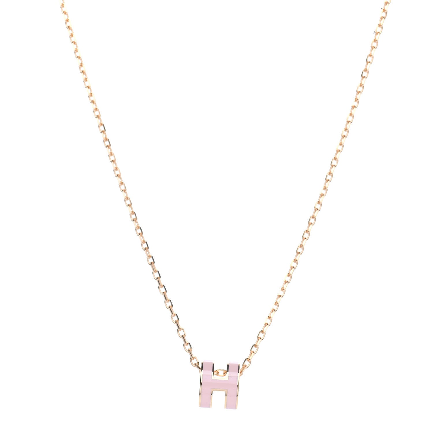 Hermes Lacquered Rose Gold Mini Pop H Pendant Necklace Rose Dragee 1 of 4