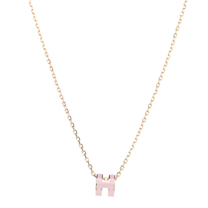 Hermes Lacquered Rose Gold Mini Pop H Pendant Necklace Rose Dragee 1 of 4