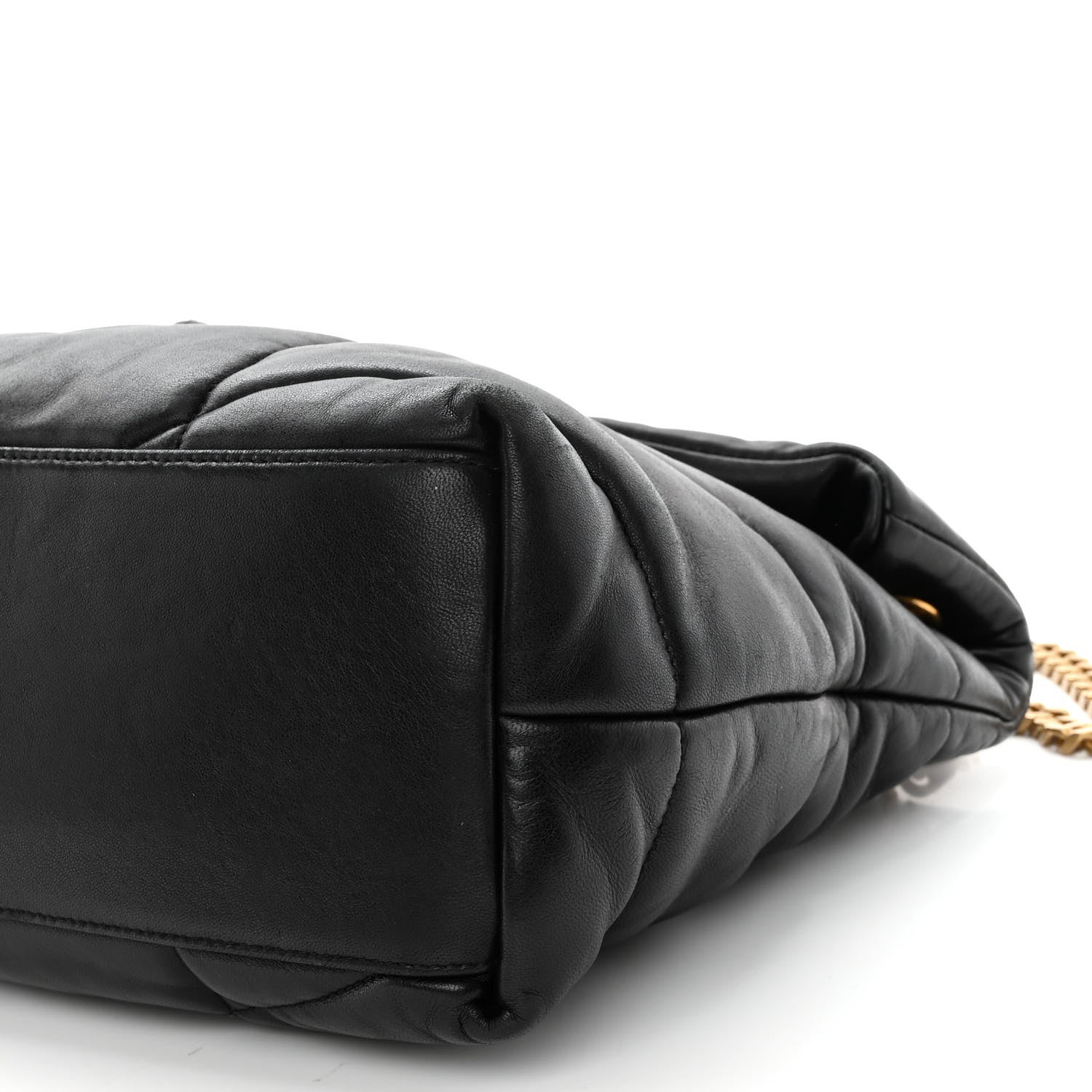 Saint Laurent Lambskin Quilted Medium Loulou Puffer Monogram Chain Satchel Black 9 of 9