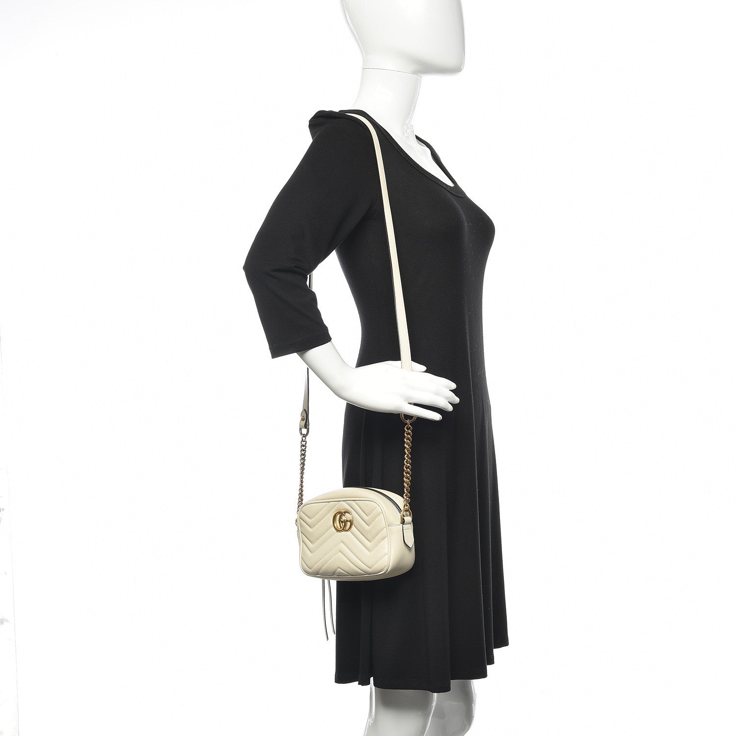 Gucci Calfskin Matelasse Mini GG Marmont Chain Shoulder Bag White 2 of 20