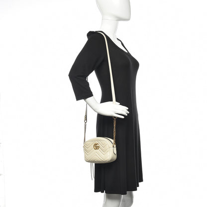 Gucci Calfskin Matelasse Mini GG Marmont Chain Shoulder Bag White 2 of 20