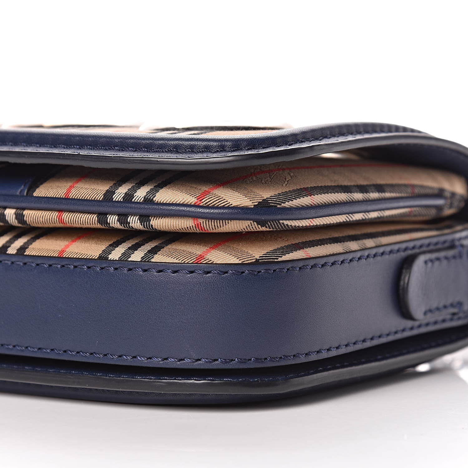 Burberry Smooth Calfskin 1983 Knight Check Grommet Chain Shoulder Bag Ink Blue 9 of 9