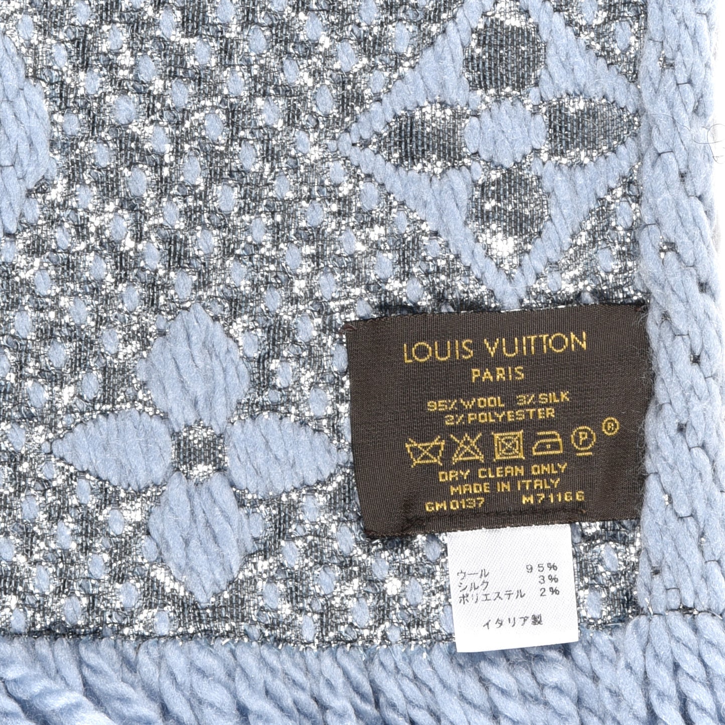 Wool Silk Logomania Shine Scarf Blue