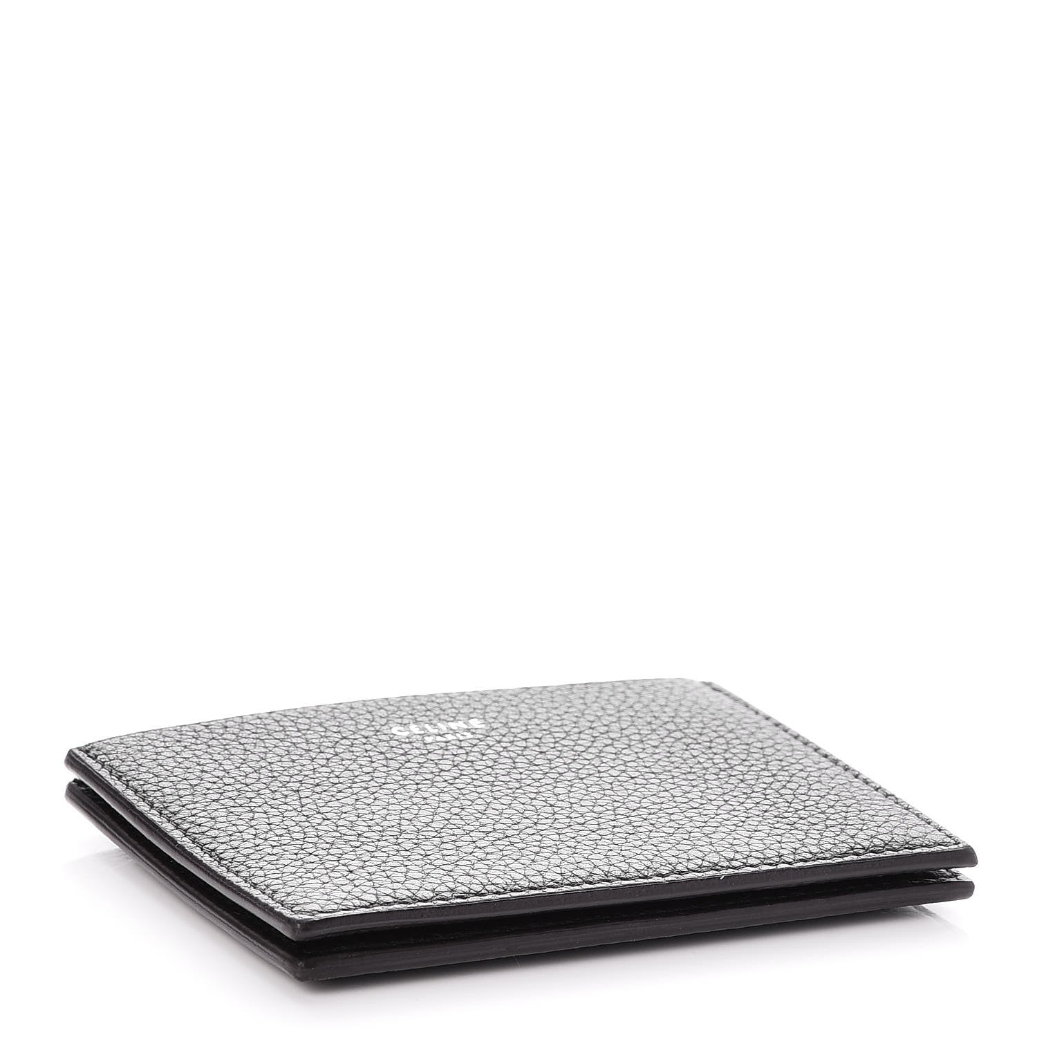 Celine Drummed Calfskin Gusset Card Holder Black 4 of 7