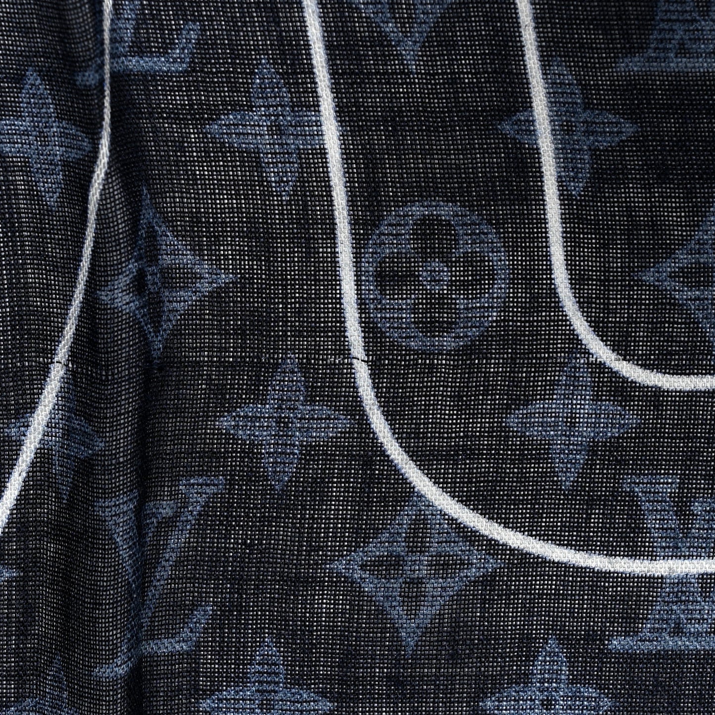 Silk Cashmere LV List City Scarf Navy White