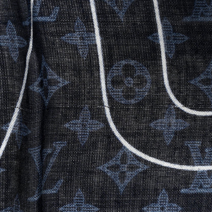Louis Vuitton Silk Cashmere LV List City Scarf Navy White 4 of 6