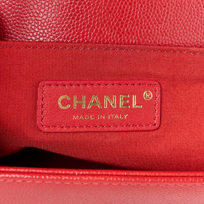 Chanel Caviar Chevron Quilted Medium Boy Flap Red 6 of 10
