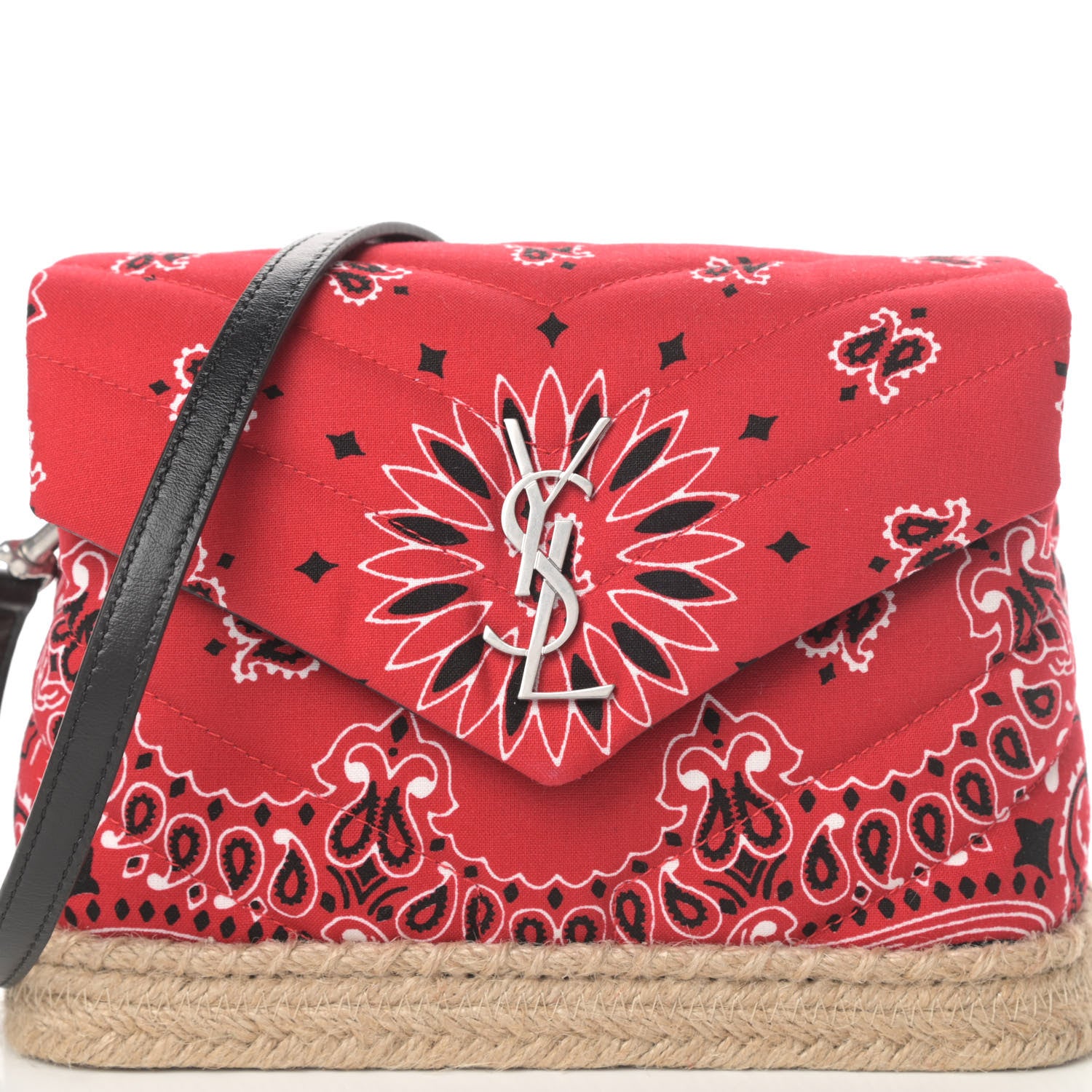 Saint Laurent Cotton Bandana Y Quilted Monogram Toy Loulou Crossbody Bag Red 9 of 11